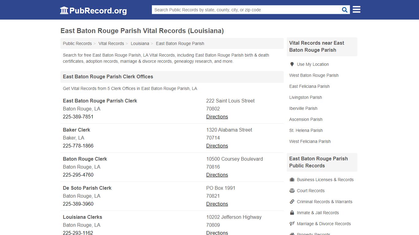 East Baton Rouge Parish Vital Records (Louisiana)