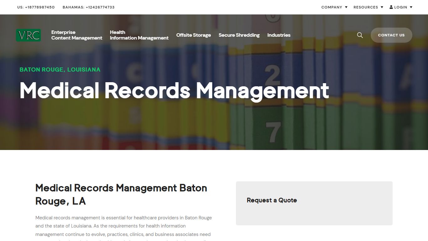 Medical Records Management - VRC Baton Rouge | Vital Records Control